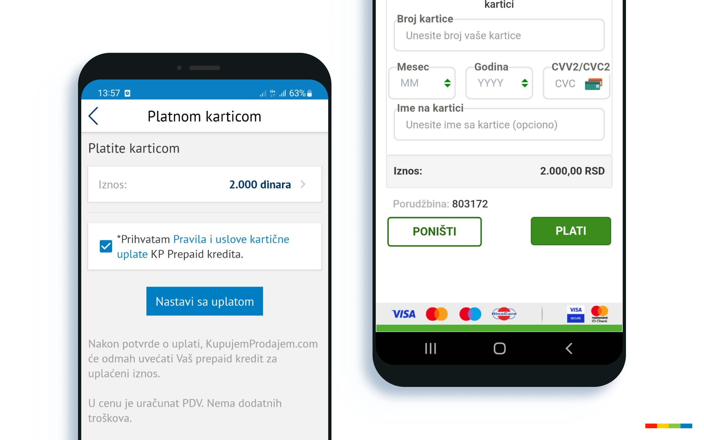 Uplata KP Prepaid kredita platnom karticom