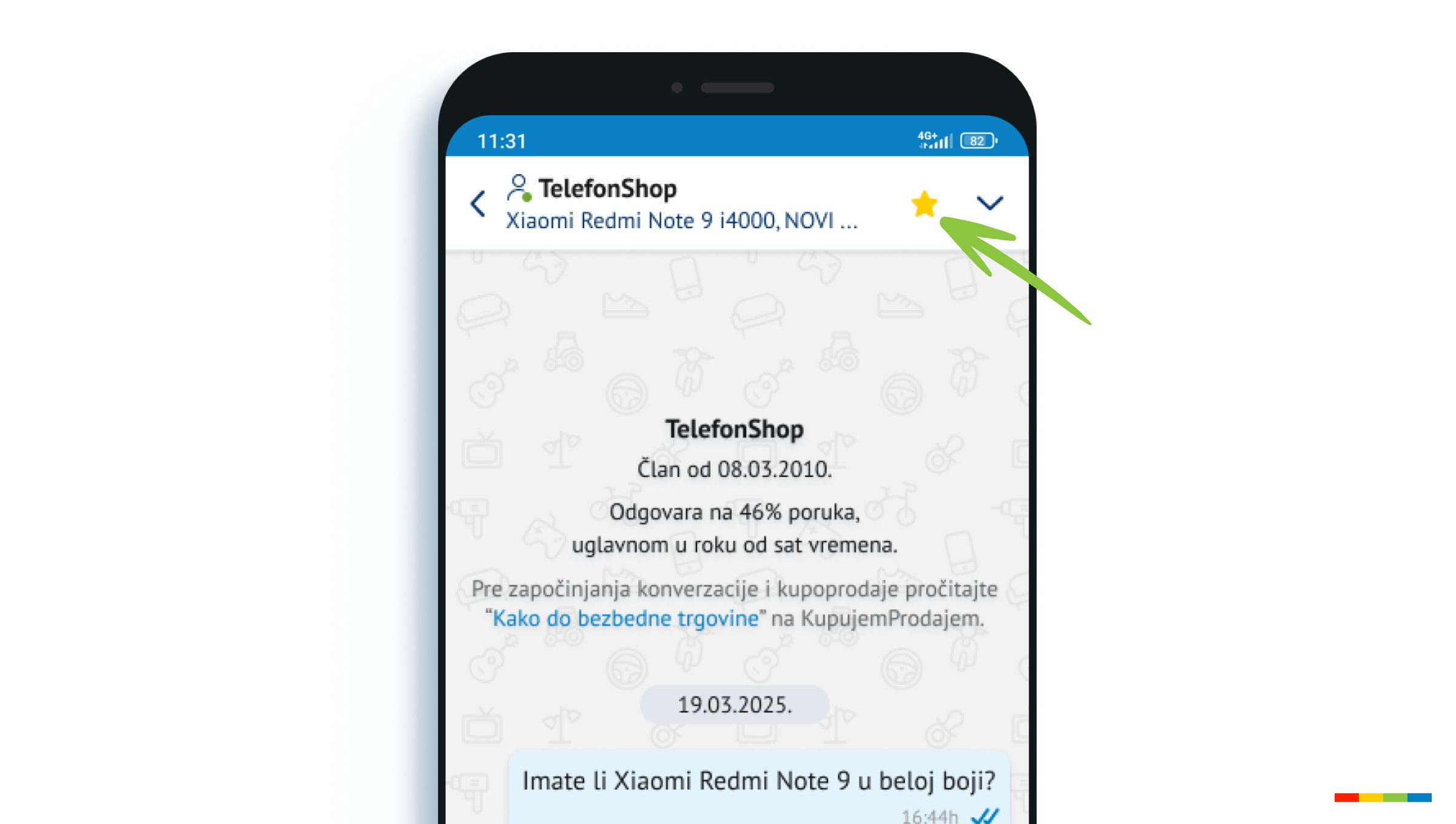 Označavanje poruke dok se nalazimo u samoj prepisci