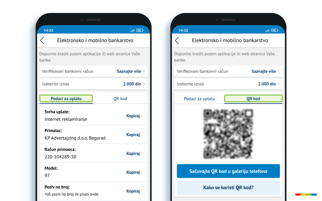 Uplata putem QR kodom